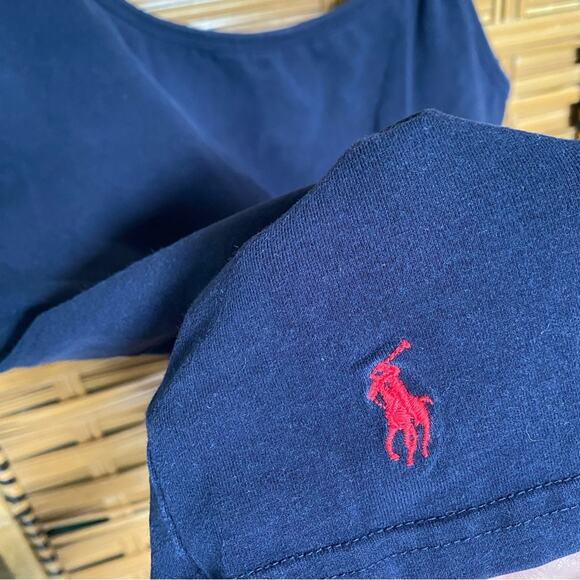 Vintage Ralph Lauren Blue Label Fitted Blue Camisole Top Y2K Large red pony - Picture 2 of 7
